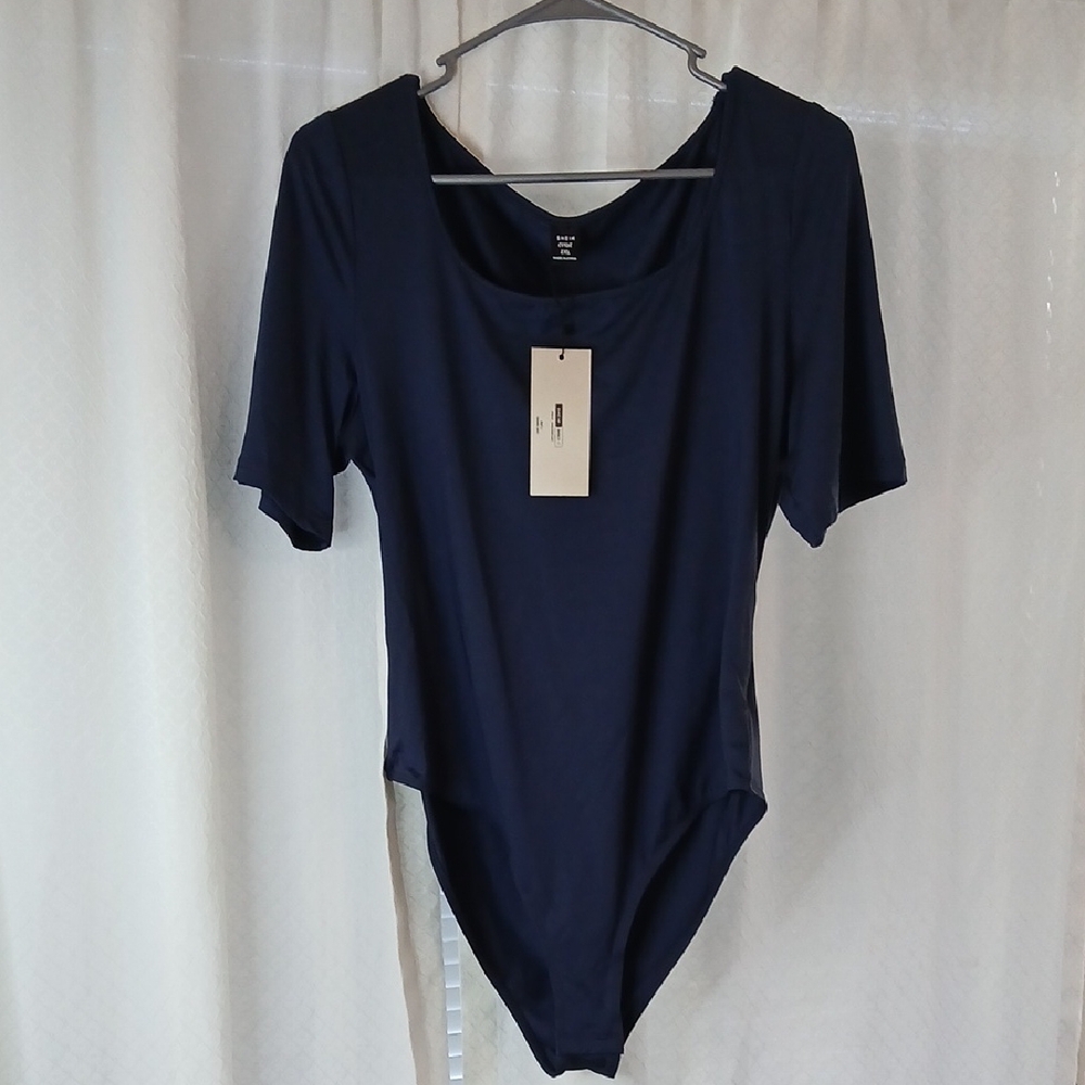 SHEIN Dark Blue Short Sleeve Bodysuit